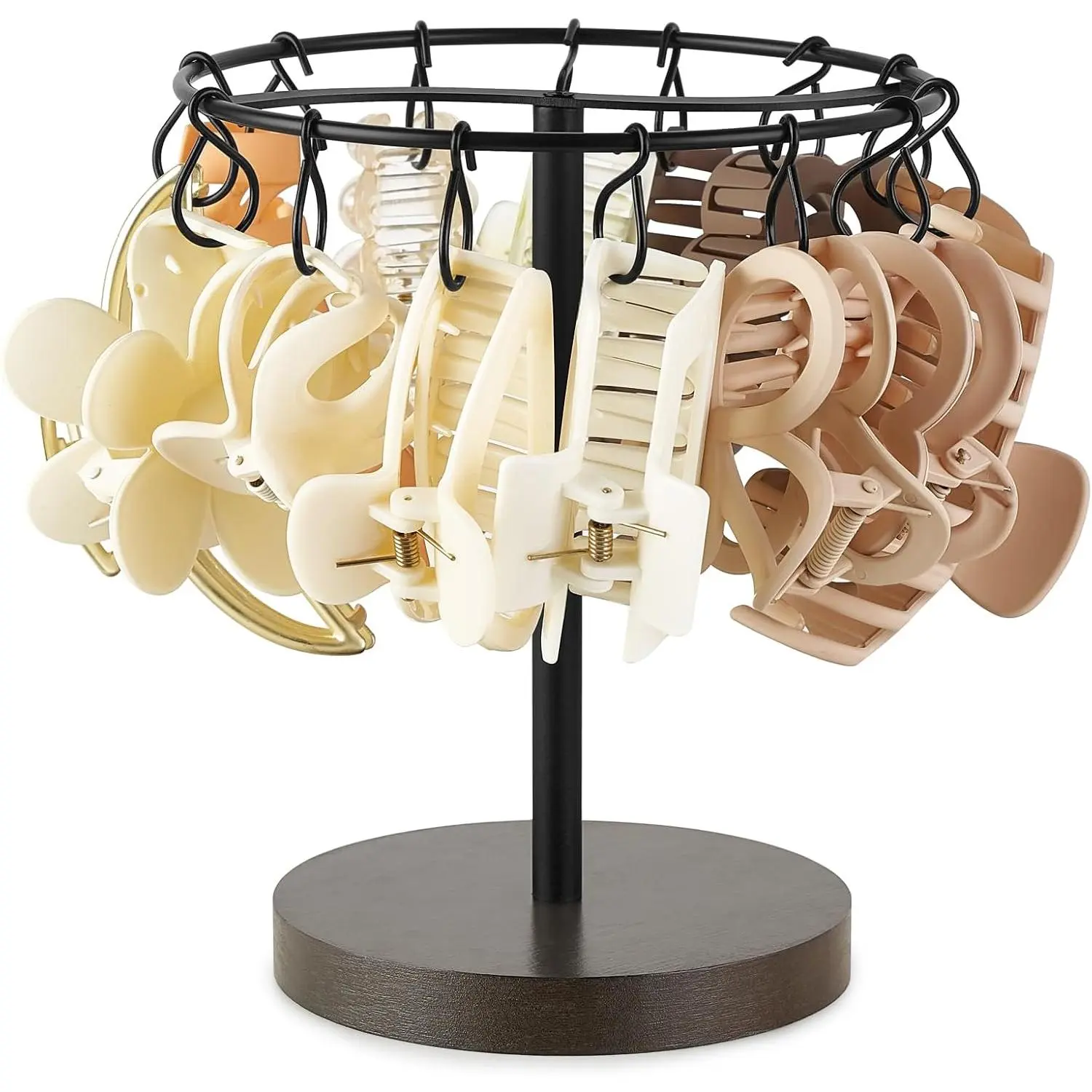 Metal Claw Clip Organizer Holder Stand Storage Display Hair Accessories Bedroom Bathroom College Dorm Room Decor for Women and Girls, Brown