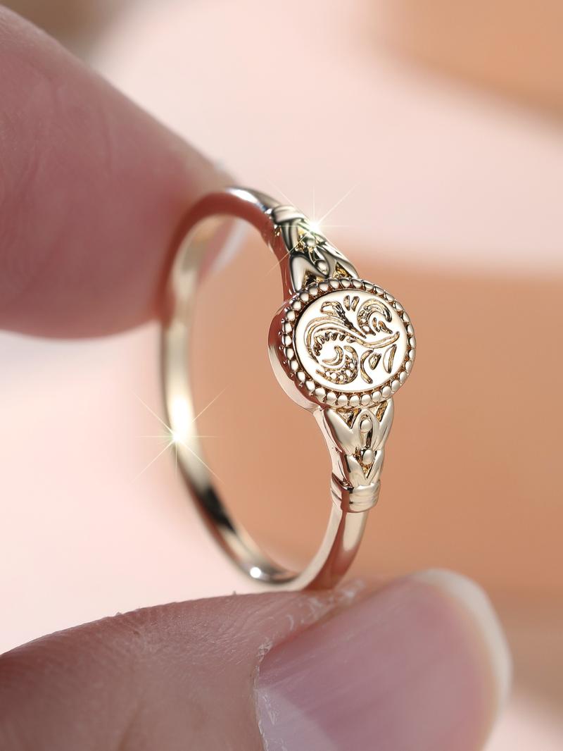 Women's Elegant Flower Engraved Ring, Elegant Casual Ring, Exquisite Trendy Ring, Fashionable Jewelry for Women As Birthday Anniversary Gift