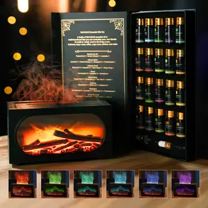 Fireplace Flame Diffuser + 20pcs Essential Oils Set - Scent Diffuser Kit Premium Aromatherapy Gift Box for Home Fragrance & DIY Crafts, Perfect for Holiday Gifting, Birthdays & Any Occasion