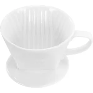 Ceramic Pour Over Coffee Dripper with 3 Holes Flat Bottom Porcelain Slow Filter Cone for Travel Camping Office Home Coffee Brewing, White