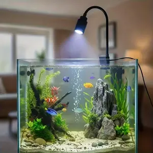 USB Mini LED Fish Tank Light, Adjustable Focus Spot Lamp, Three Color Lighting, South American Aquarium Decor, Stream Tank Light
