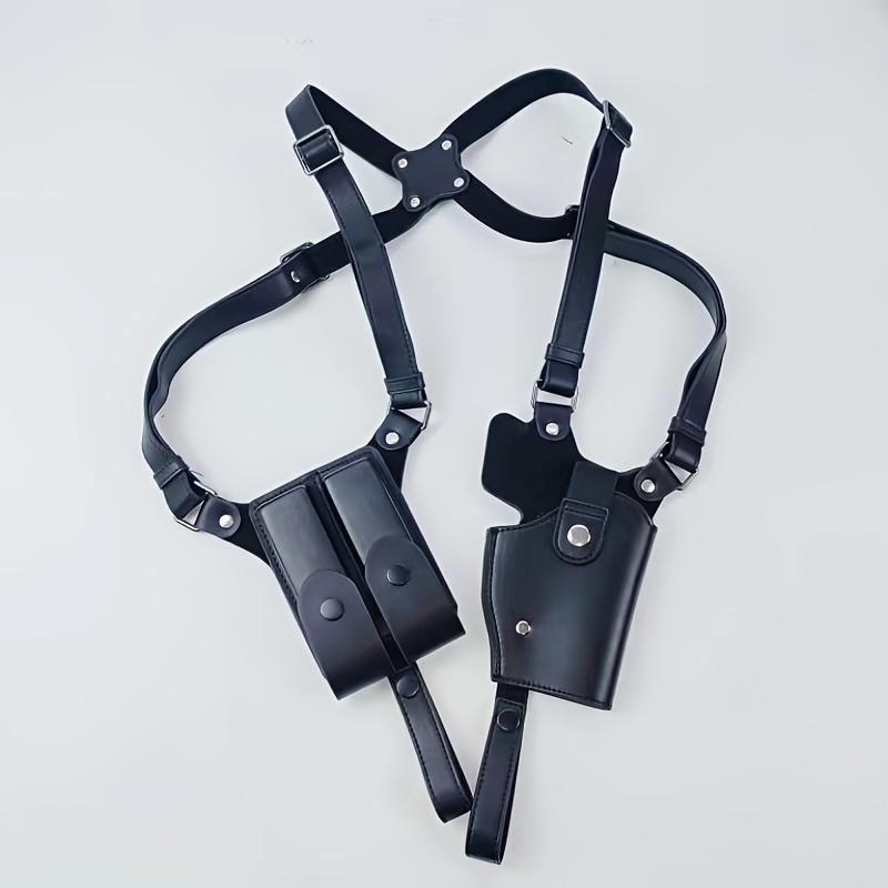 Universal Vertical Shoulder Strap Gun Holster, Suitable for Concealed Carry, with Dual Magazine Pockets - Fits Most Handguns