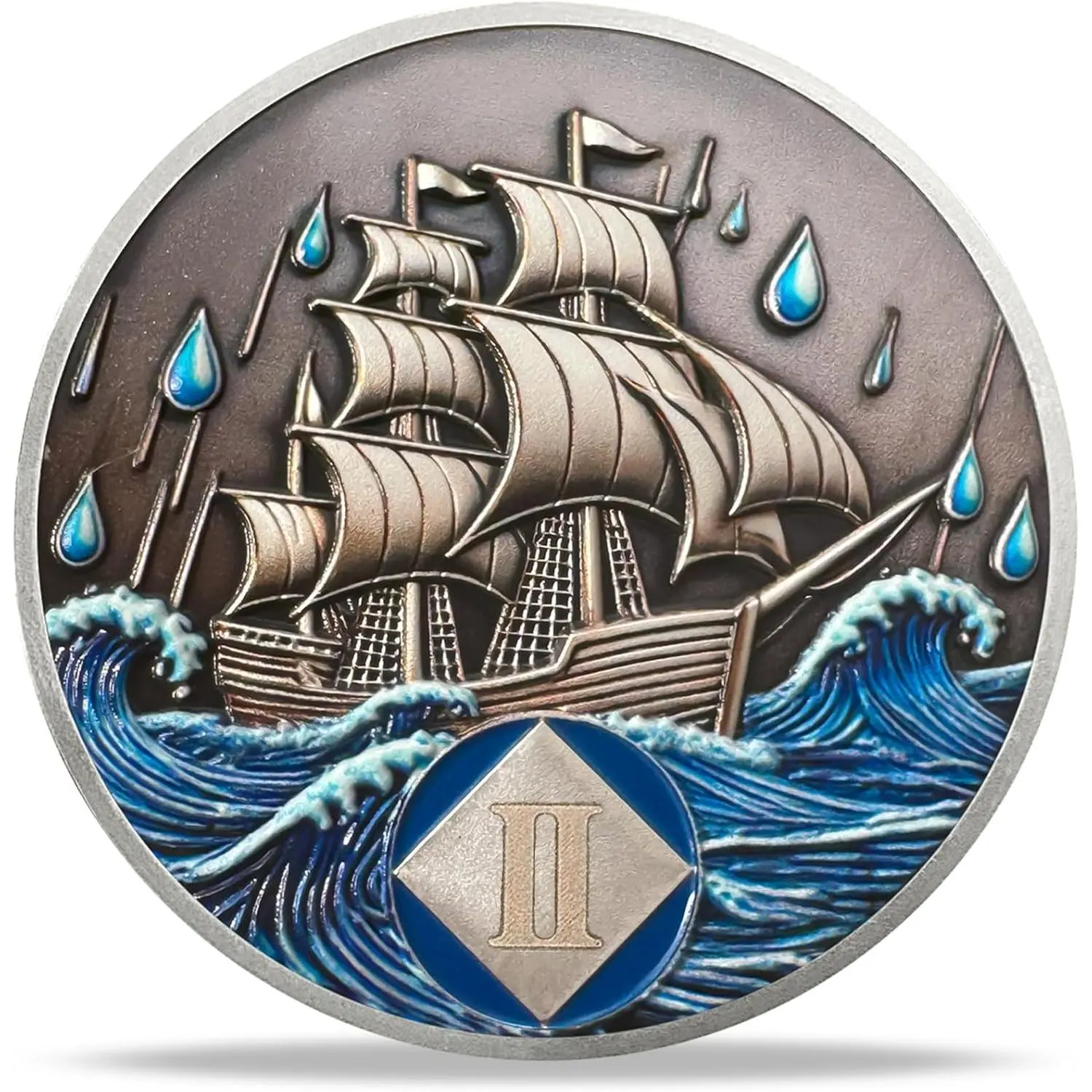 2 Year Sobriety Coin Nautical NA Medallions AA Chips Addiction Recovery Gifts for Recovery Anniversary Milestones Sobriety Gifts for Women Men