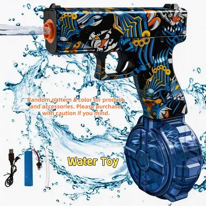 LED Light Up Electric Water Blaster for Pool & Backyard Party, Cool Light Automatic Water Toy for Kids & Adults, Summer Outdoor Water Play Gift, Water Playset, Rechargeable Water Spray, LED Watergun