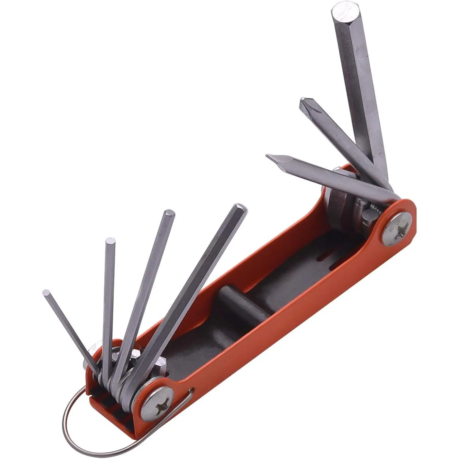 Folding Allen Wrench Set with Phillips and Flathead  - Metric Hex Key Wrench Sizes - Heavy Duty Chrome Vanadium Steel - Compact Fold  Design