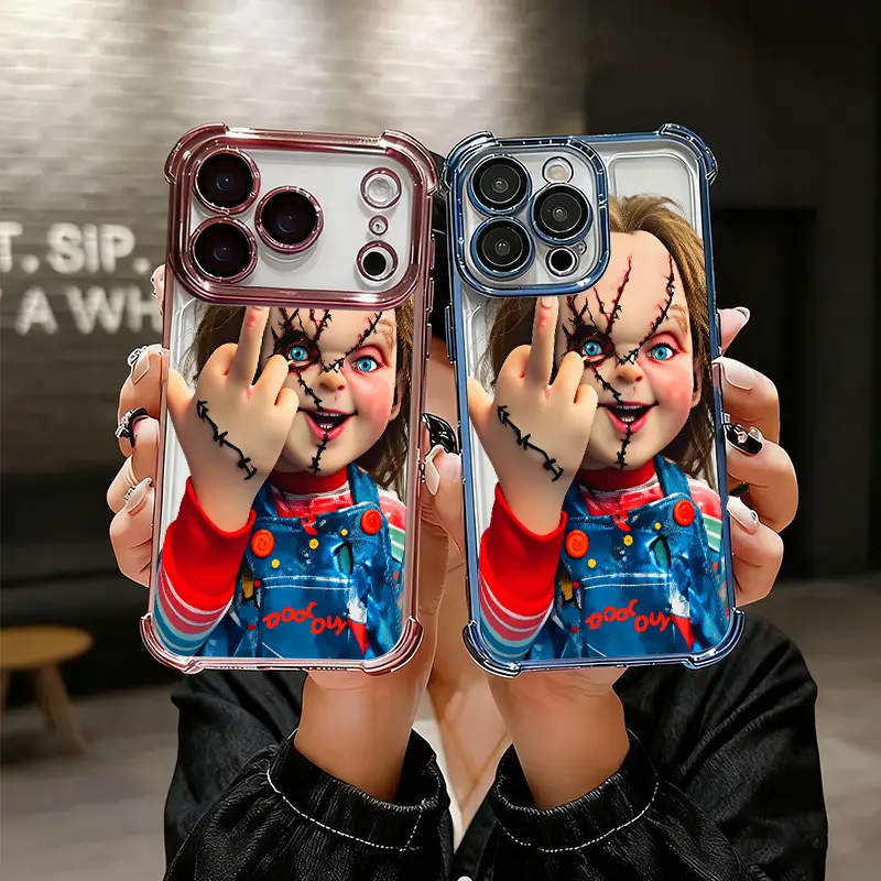 Eerie Stitched Doll Flipping The Bird Phone Case for IPhone 17 AIR 17 PRO 16 PRO 15 PRO MAX 14 PLUS 13 PRO 12 11 Series (silicone Softshell) Airbag Anti-drop and Shockproofmobile Phone Protective Case, Accessories, Smartphone