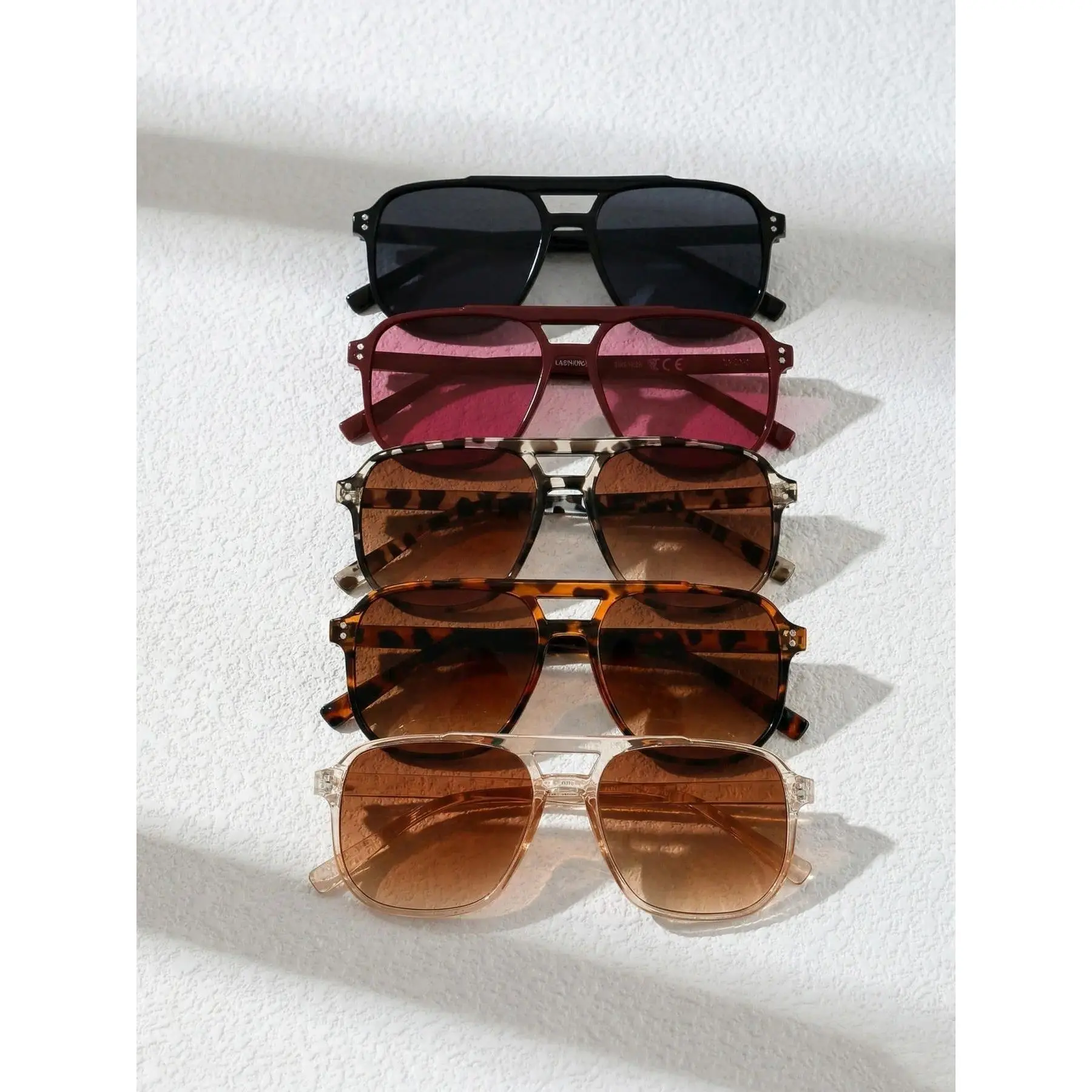 5 Pieces Pack Y2K Baddie Aesthetic Retro Flat Top Aviator Sunglasses Value Bundle Everyday UV Protection Shades for Women Daily Wear Outdoor Activities