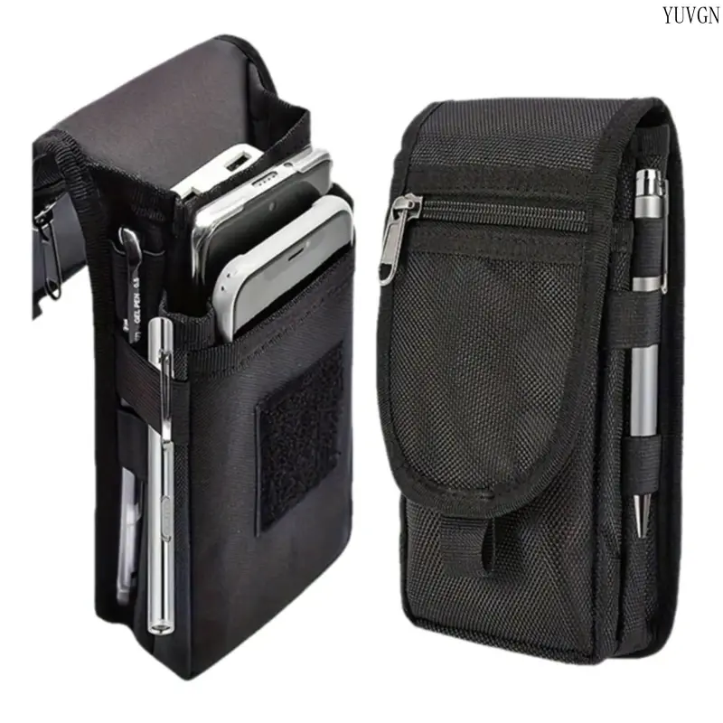 Multi-Pocket Belt Carry Organizer, Large Device Wearable Storage Pouch with Zipper Side Compartment, Portable Daily Carry Accessory for Electronic Devices Cash Small Stationery, Multi-Slot Wearable Bag Suitable for Commute Travel Outdoor Shopping Daily Sc