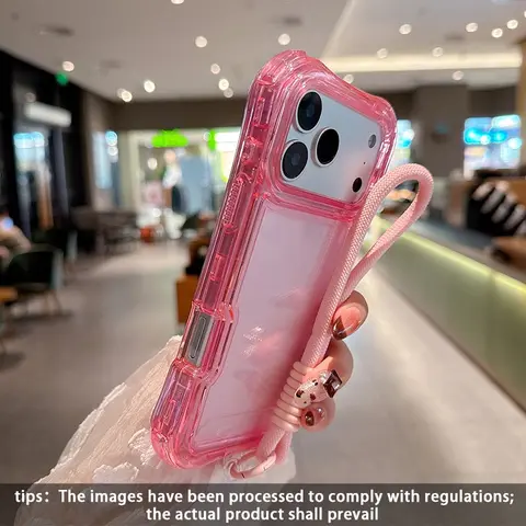 Anti-Drop Phone Case with Wrist Strap, Shockproof Protective Casing, Four-Corner Airbag Protection, Compatible with iPhone 17 Pro Max 17 16 Pro Max 15 Pro Max 14 13 12 11