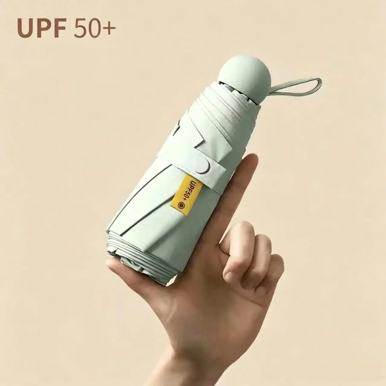 Upf50+ Compact Portable Folding Umbrella, Dual Layer Gel UV Protection, Rain and Sun Shelter, Includes Storage Box
