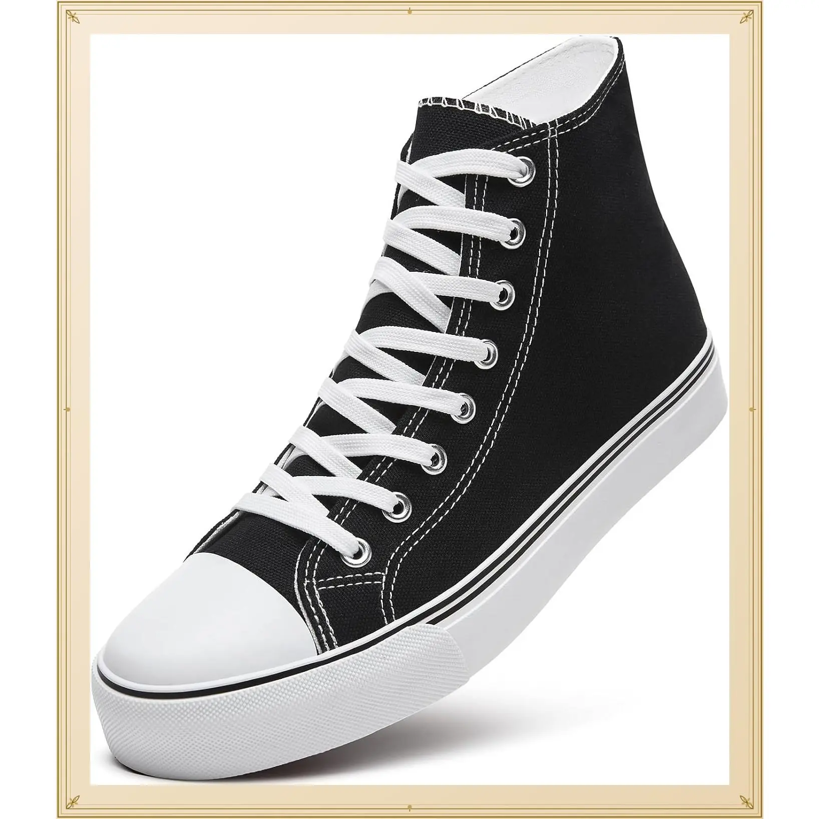Men's High Top Canvas Sneakers Lace Up Classic Casual Walking Shoes | Breathable canvas upper,non-slip rubber outsole,high-top lace-up,classic casual style,for walking,tennis,travel,sportsGift