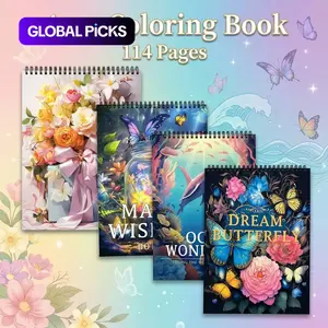Adult, Themed Coloring Books - 4pcs Flower World, Ocean World & Dream Butterfly Themes - 114 Pages Spiral Bound - Stress Relief & Relaxation for Enthusiasts & Elderly – Vibrant Illustrations for Beginners, Gifts for Birthdays & Holidays #GLOBAL PICKS