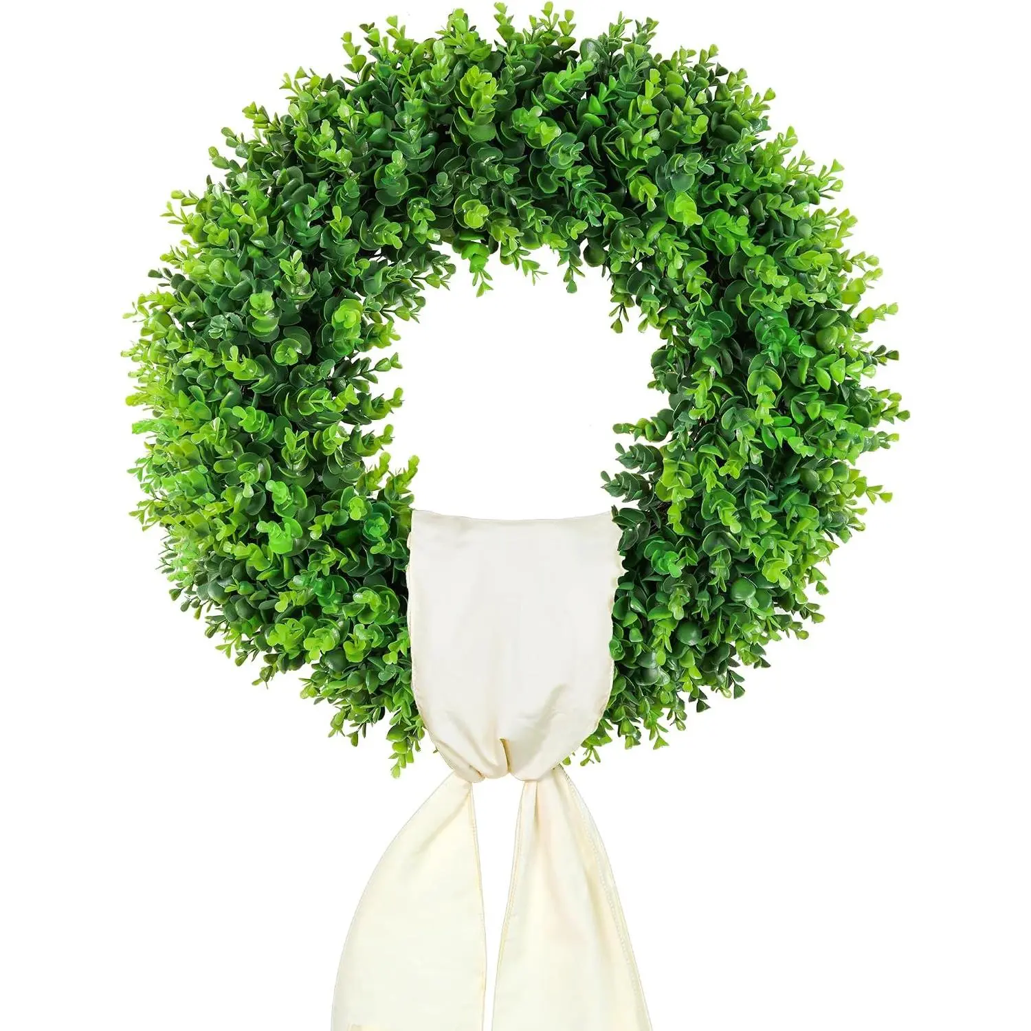 20 Inch Artificial Boxwood Wreath with Hello Sign for Front Door Decor - Farmhouse Spring Summer Year Round Indoor Outdoor, St. Patrick's Day