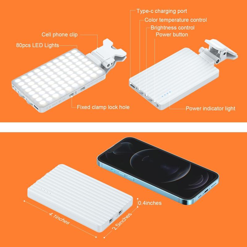 Portable Selfie Fill Light, USB Rechargeable Selfie Fill Light, 1 Count Portable Clip-on Light for Live Streaming, Conference & Vlog