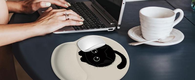 Ergonomic Cat Mouse Pad with Wrist Rest, Gaming Mouse Pad with Wrist Support, Funny Mouse Pad for Desk, Computer Mousepad with Non-Slip Pain Relief PU Base, Cute Office Desk Accessory Ergonomic Cat Mouse Pad with Wrist Rest, Gaming Mouse Pad with Wrist Support, Funny Mouse Pad for Desk, Computer Mousepad with Non-Slip Pain Relief PU Base, Cute Office Desk Accessory