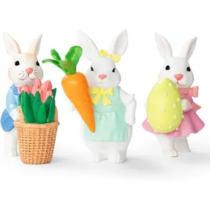 3 count Easter Bunny Figurines  Miniature  Figure Small Bunny Bulk  Decorations for Spring Easter Egg Fillers Party Supplies