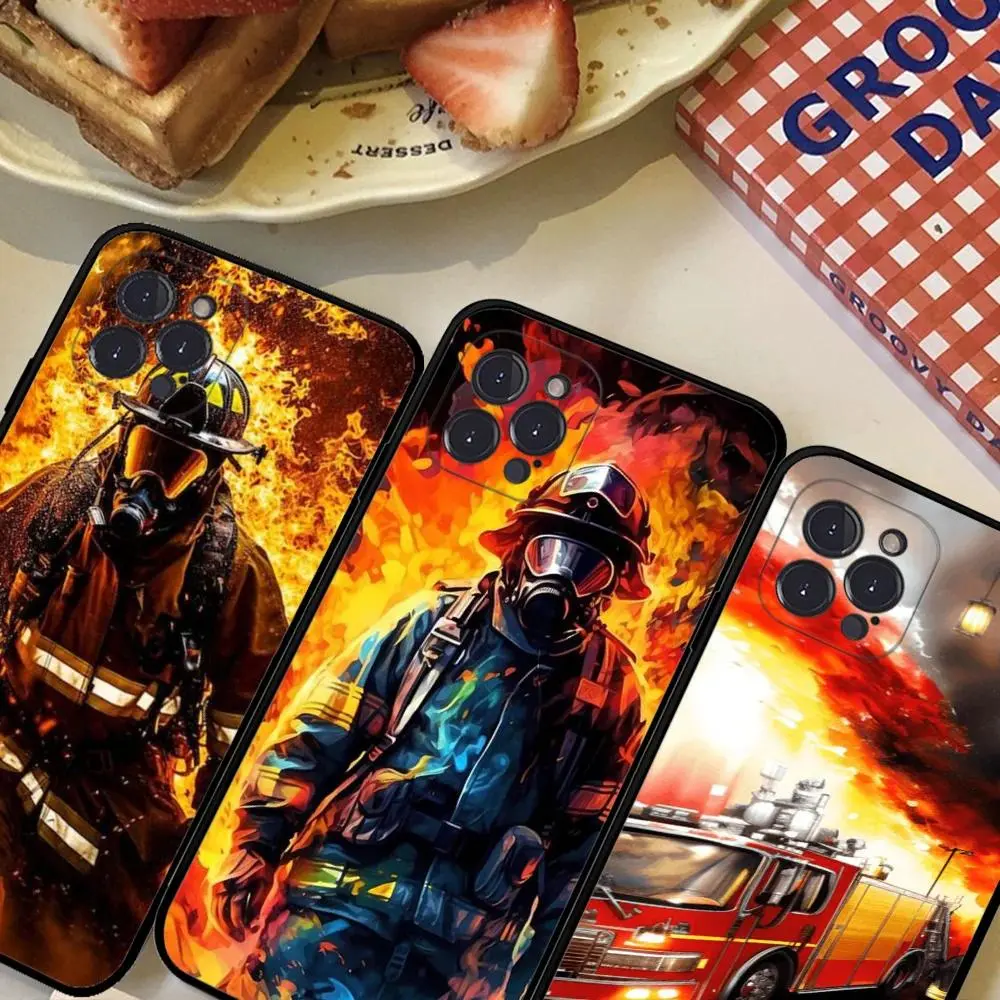 Firefighter Heroes Fireman Phone Case Luxury Rescue Service Graphic Shockproof Protective Cover Designed for iPhone 11-17 Pro Max/Plus & Samsung Galaxy S23-S25