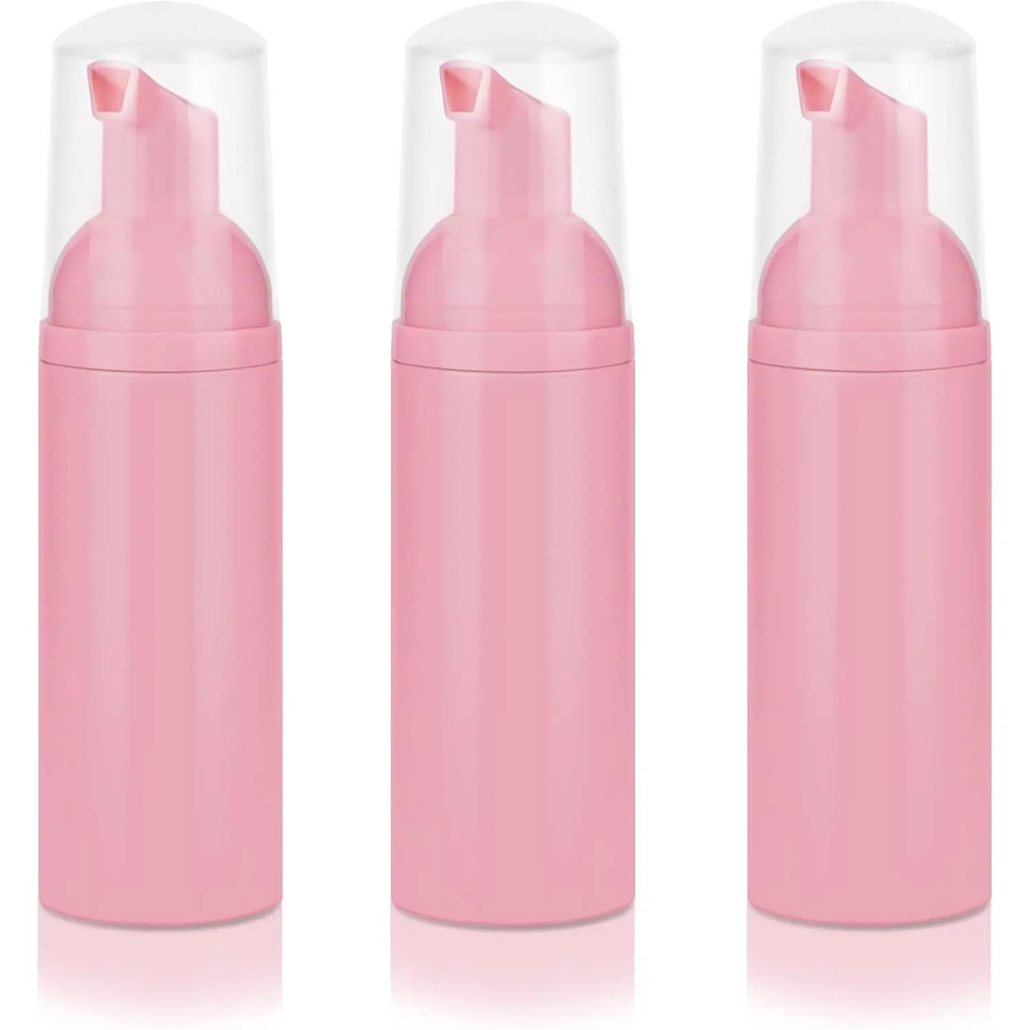 3 Pack Foaming Pump Bottles, 2oz/60ml Pink Leak Proof & Reusable Travel Dispensers for Dense Foam, Hand Soap, and Daily Care, Lightweight, Plastic, Portable, Sleek And Stylish, Clearpink, Mix1, Three Pack