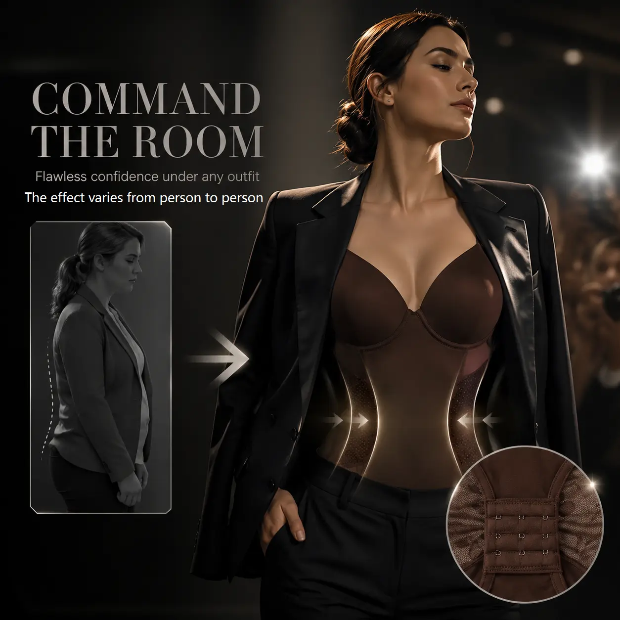 Women V Neck Padded  Waist Trainer Bodysuit Adjustable Multi Hook Back High Compression Mesh Tummy Control Fajas Colombianas Instant Hourglass Figure Body Shaper Undergarment For Office Wedding Postpartum Daily Wear with Bra Cup Shapewear