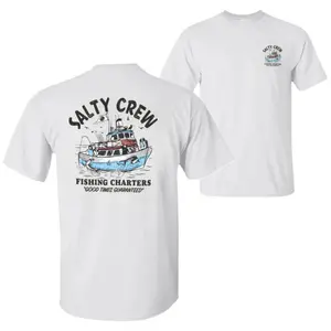 SALTY CREW Fishing Charters T-Shirt, Offshore Boat Angler Graphic Tee, Soft Cotton Blend Ocean Apparel, Coastal Lifestyle Shirt for Men & Women, Fishing Gift
