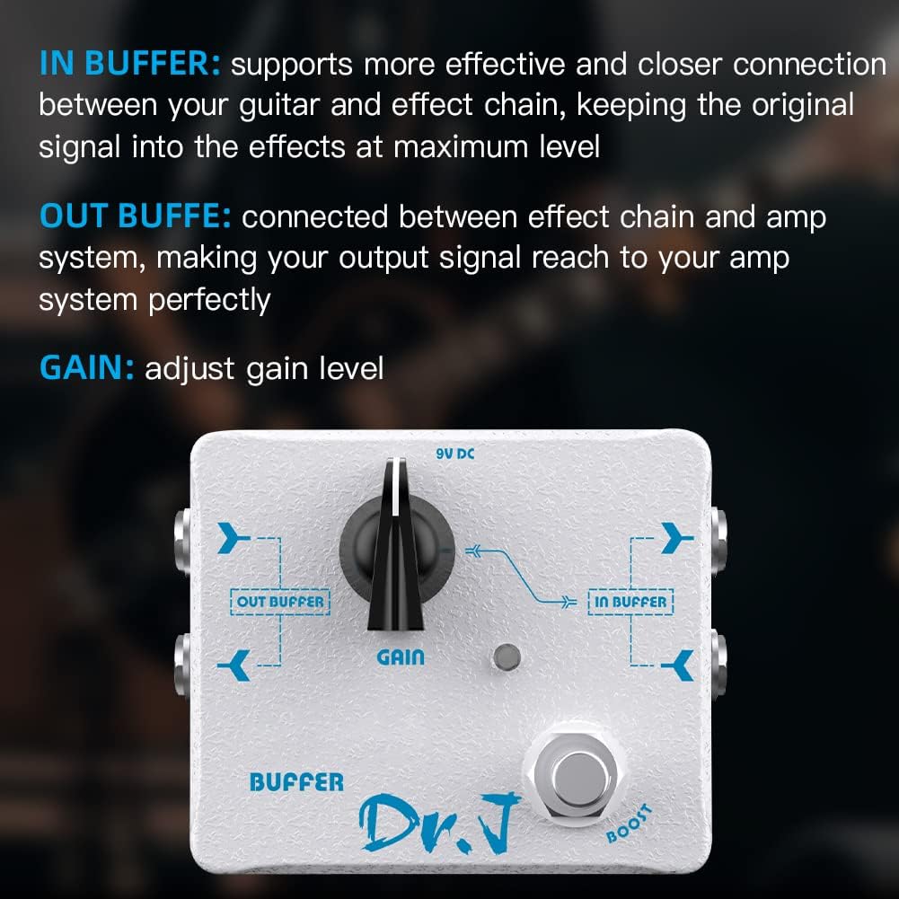Buffer Pedal Effect Built-in Double Buffer Groups and Boost for Electric Guitar Bypass High-end Edition Dr.J Series (D57)