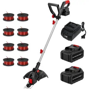 20V 12'' Cordless String Trimmer, Grass Trimmer&Edger with 8  Spools,   Weed Trimmer with Auto Line Feed for Garden, Lawn(2 * 4AH  and Charger Included),ST12D07M