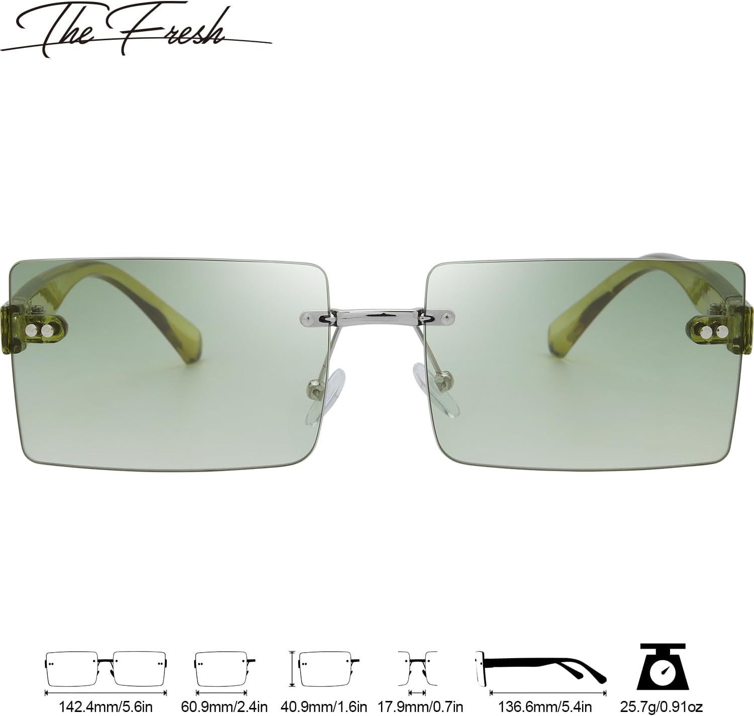 Minimalist Small Rectangular Sunglasses Clear Eyewear - Exquisite Packaging