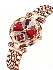 Luxurious Women's Watch with Clover Diamond Dial, Waterproof Scratch-Resistant Case, Adjustable Comfort Strap, Perfect Fashion Gift