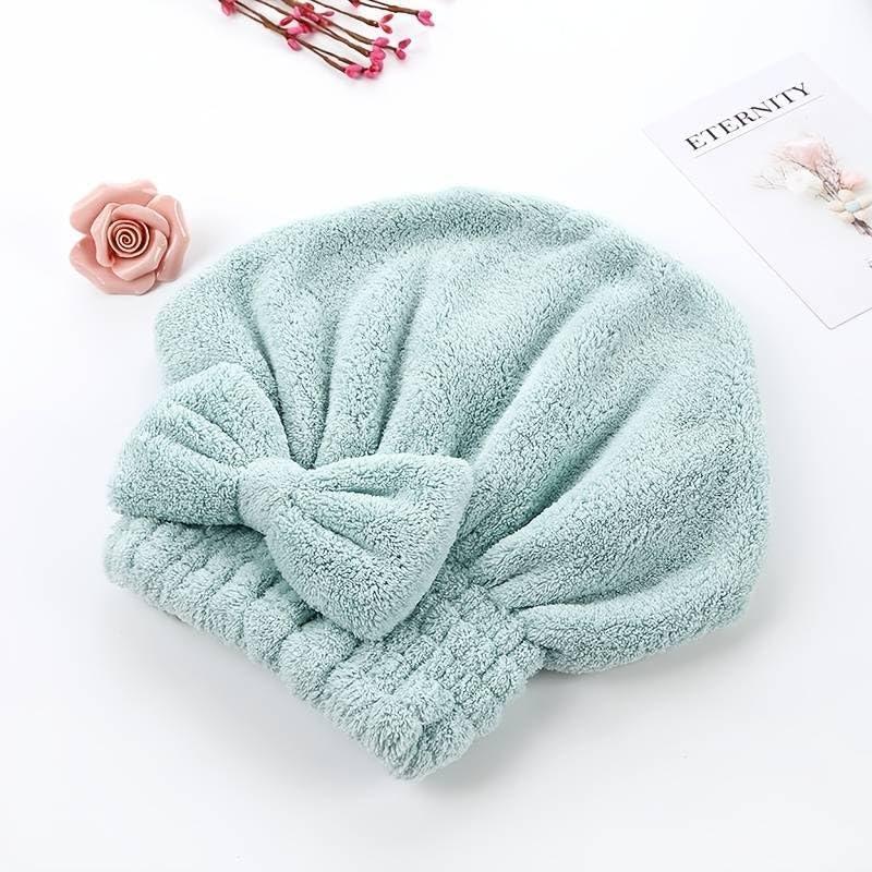 4/2 Pack Bow Hair Drying Cap – Soft Absorbent Reusable Hair Towel Wrap for Women & Girls, Solid Color Bathroom Essential