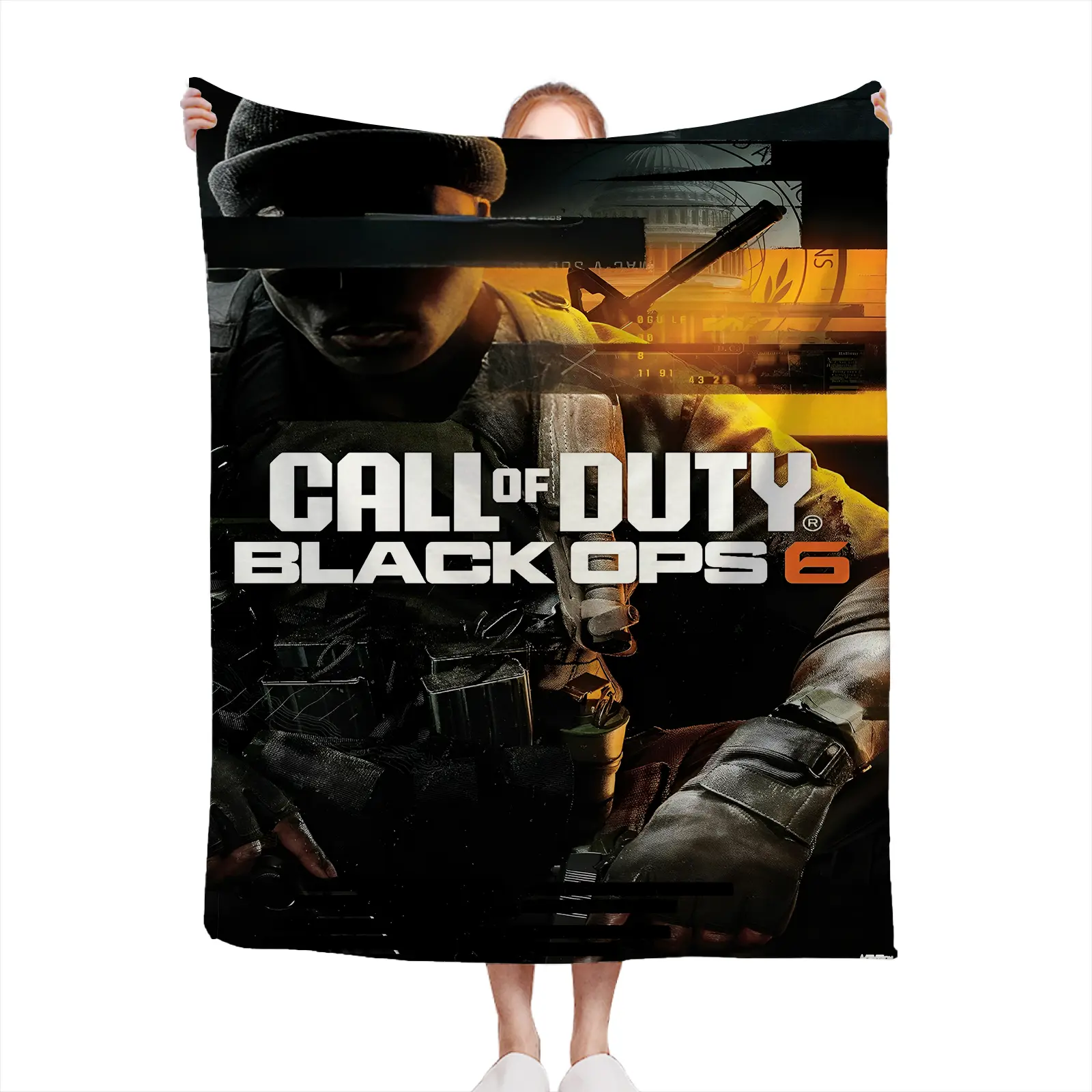 Soft Cozy Throw Blanket Polyester Call Of Duty Black Ops 6 Game Print Digital For Bedroom Living Room Gamer Gift2607230338, Anti-Shrink, Couch/Travel