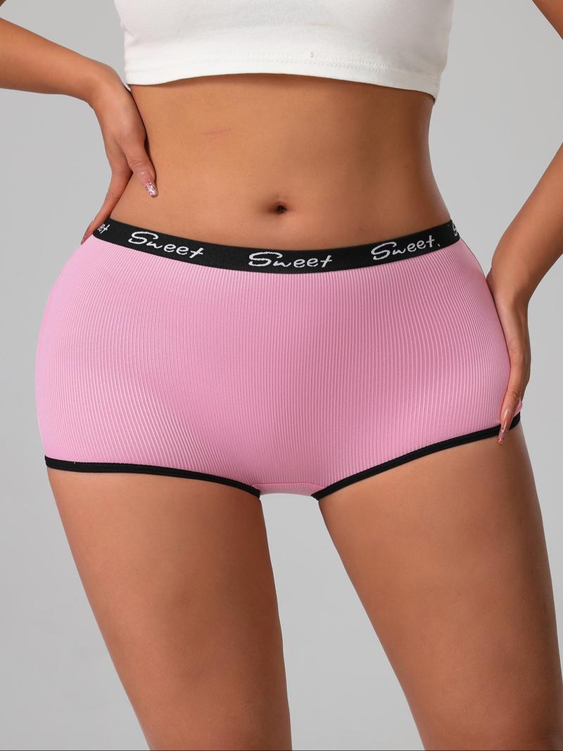 Women's Letter Tape Boyshorts, Soft Comfy Breathable Panty, Fashion Comfy Underwear for Daily Wear, Underwear for All Seasons