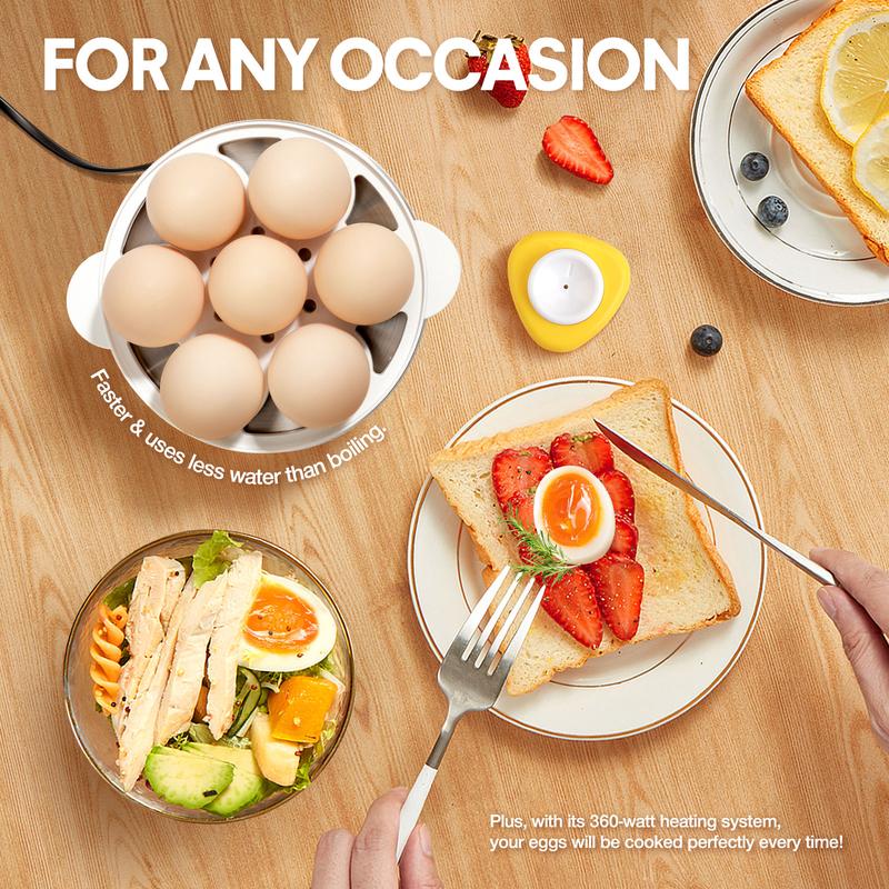 Yonsya Rapid Egg Cooker 7 Egg Capacity Electric Egg Cooker for Hard Boiled Eggs Poached Scrambled Omelets with Auto Shut Off Feature Black