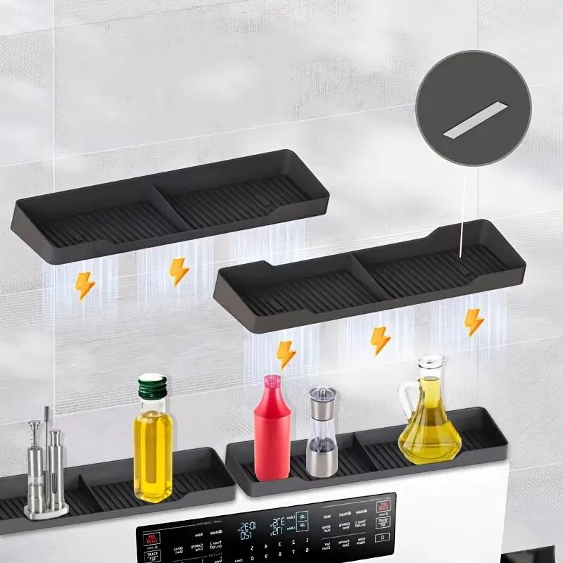 Kitchen Stove Magnetic Shelf, 1 Count Magnetic Stove Top Spice Rack, Stove Top Storage Rack, Kitchen Storage Organizer, Kitchen Accessories