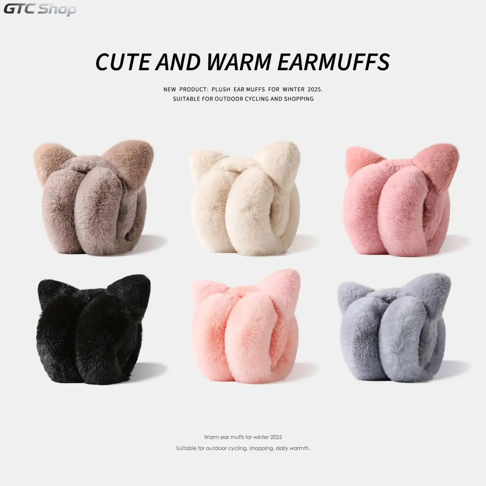 Women's Cute Cat Ear Earmuffs, Fluffy Plush, Foldable Winter Ear Protectors, Fashion Accessory for Daily Wear