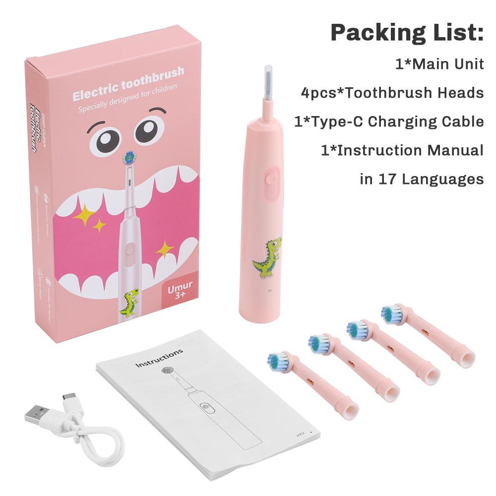 Electric Toothbrush Wonder with 25° Rotating Brush Head and 3D Vibration Cleaning, 3 Modes for Dental Care, 30-Day Long Battery Life and Type-C Fast Charging, IP67 Waterproof Design with Cartoon Patterns for Kids, Power Toothbrush