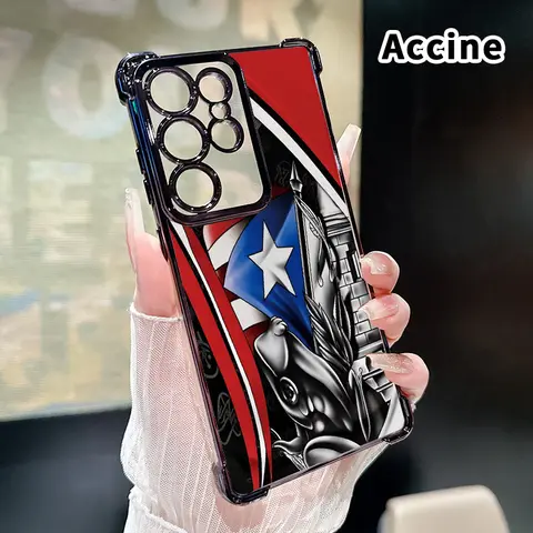 Silicone 1-Piece Smartphone Cover for Samsung Galaxy Series (S22+, S23 Ultra, S24 Plus, S25, S26) - Soft Shell, Crash-Proof Shockproof Casing with 4-Corner Air Cushion Protector, Puerto Rico Reverie Design Mobile Phone Accessory