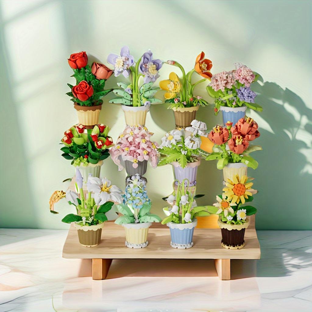 Flower Pot Series Building Blocks, 1 Set DIY Flower Pot Building Blocks, Creative and Educational Building Blocks for Boys & Girls, Building Block Sets