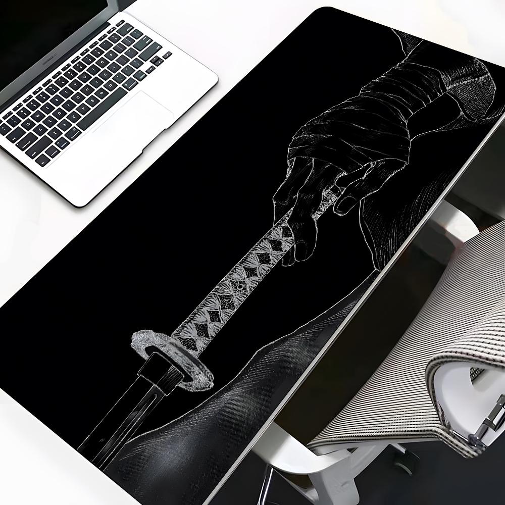 Anime Katana Pattern Mouse Pad, Large Game Mouse Pad, Aesthetic Desktop Decoration Protective Pad, Non-slip Rubber Pad for Laptop, Desktop Computer Games, Gaming Desk Accessory
