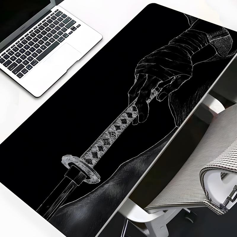 Anime Katana Pattern Mouse Pad, Large Game Mouse Pad, Aesthetic Desktop Decoration Protective Pad, Non-slip Rubber Pad for Laptop, Desktop Computer Games, Gaming Desk Accessory