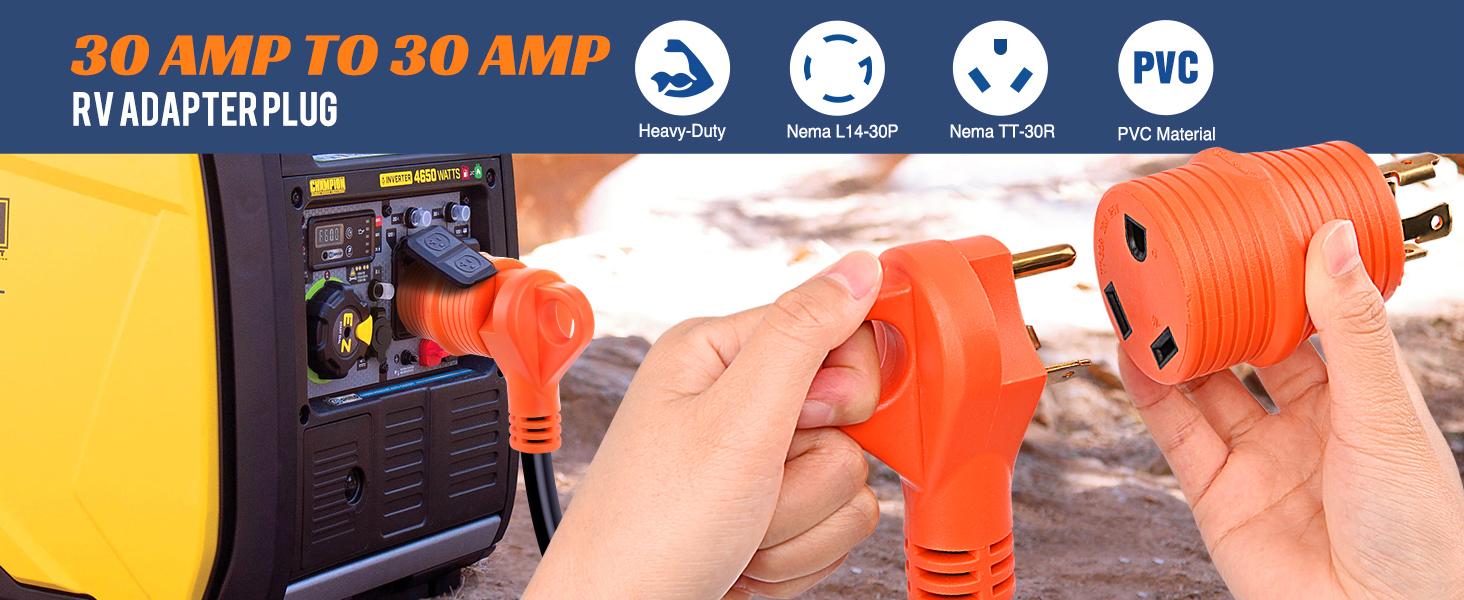 Nilight 30Amp Male to 30Amp Female RV Power Adapter 4 Prong Nilight 30Amp Male to 30Amp Female RV Power Adapter 4 Prong