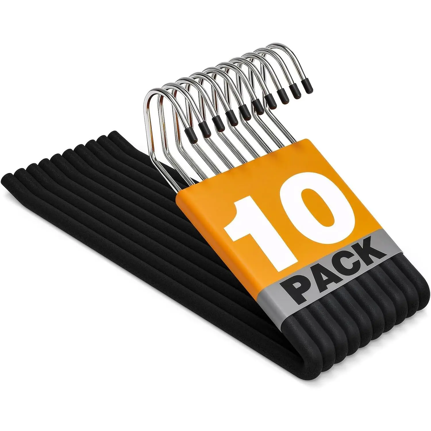 10-Pack Open Ended Pants Hangers,No Crease Sponge Pad Jean Hangers | Non Slip Heavy Duty Metal Pants Hangers Space Saving,Trouser Hangers for Heavy Jeans,Slack,Skirt,Scarf,Blanket,ect