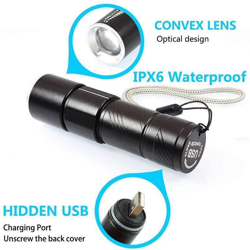 UV 395nm Flashlight, USB Rechargeable Zoomable Ultraviolet Lamp, Portable UV Detection Lamp For Pet Cat Urine & Moss Testing