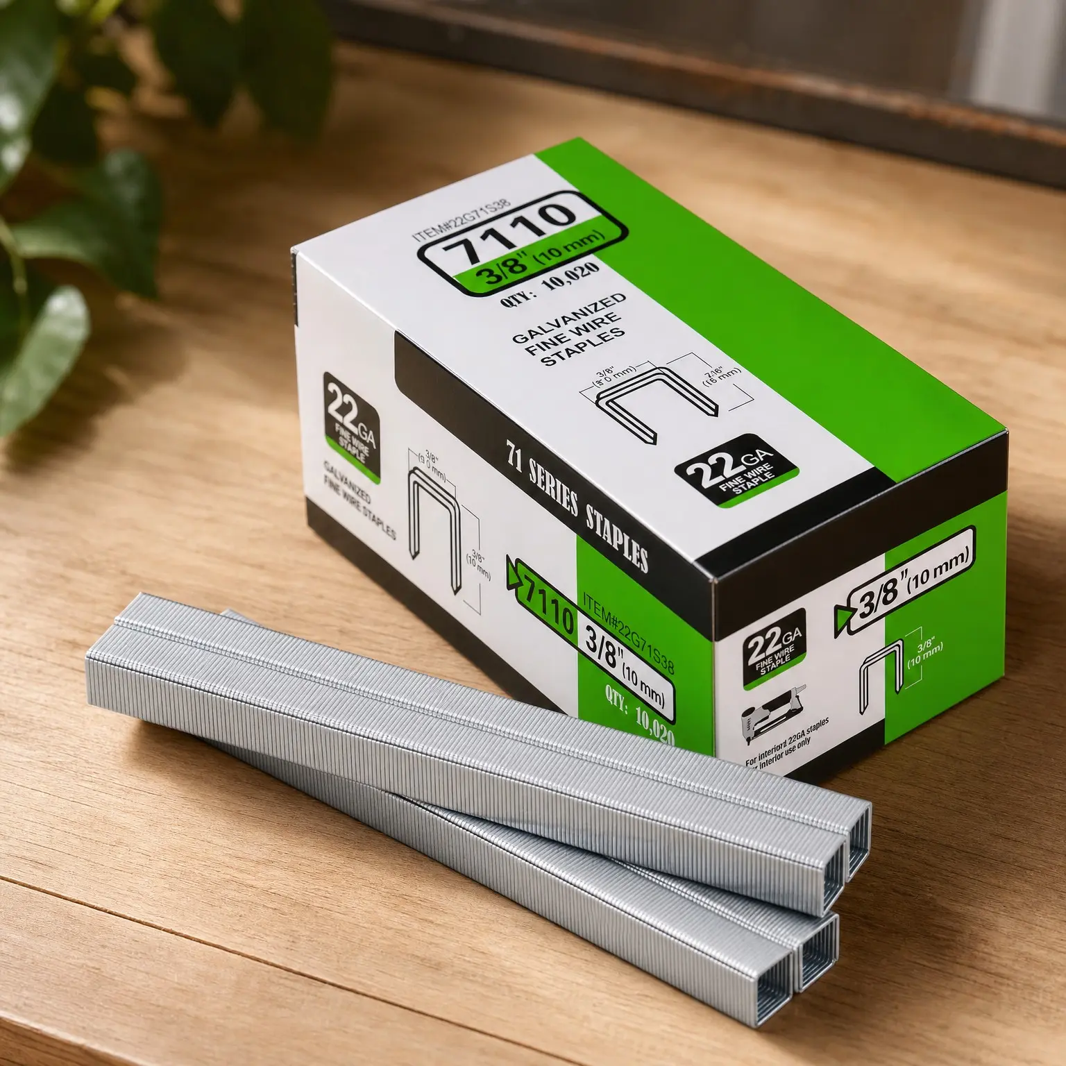 22 Gauge 71 Series 3/8" Crown, 3/8" Leg Length Galvanized Upholstery Staples 10,020 PCS/Box (1 Box)Gift