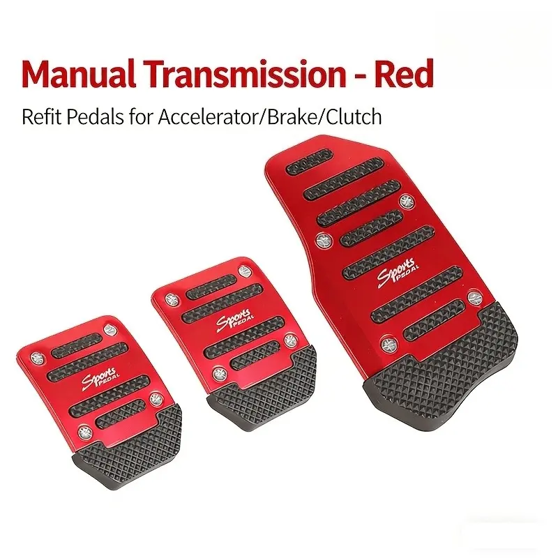 2/3Pcs manual/automatic non-slip car pedal set, Car Accessories, durable, for accelerator and brake pedal cover, manual transmission - compatible with most vehicles, interior upgrade, metal finish (3 colors available)