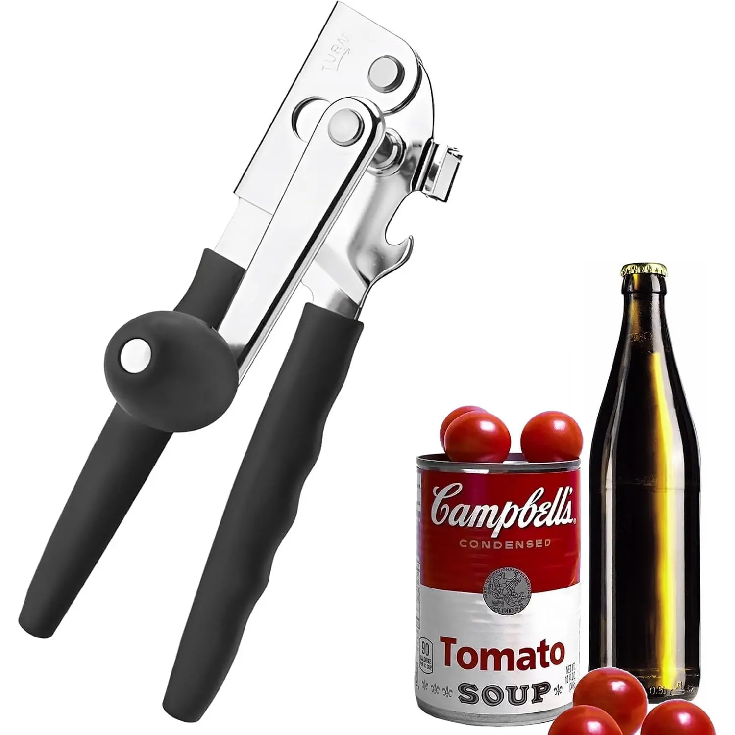 Hand Crank Can Opener Manual Heavy Duty with Comfortable Extra-long Handles | Manual Can Opener with Smooth , Lid Lifter , Bottle Opener for Seniors, , and Kitchen Use