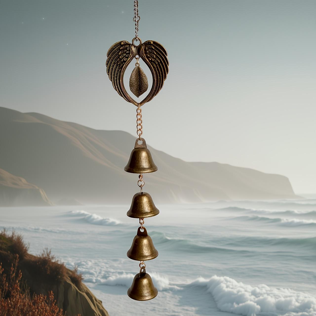 Vintage Roman Metal Wind Chime with Chain Durable Iron Hanging Ornament Classic Retro Outdoor Garden Decor Waterproof Rustproof No Power Needed Lightweight Elegant Wall Patio Balcony Yard Home Indoor Outdoor Hanging Decoration Art Accent Gift for Backyard