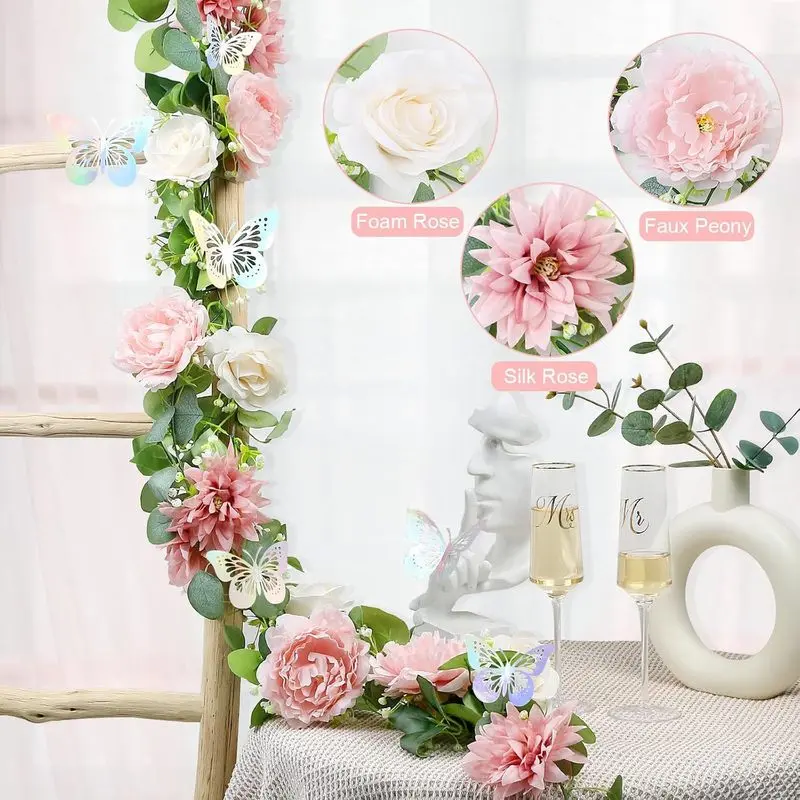 Wedding season decorative artificial flower vines, Artificial Flower Garland, realistic flower rose vines for living room piping decoration, Decorative Faux Flowers, home outdoor garden layout artificial vines