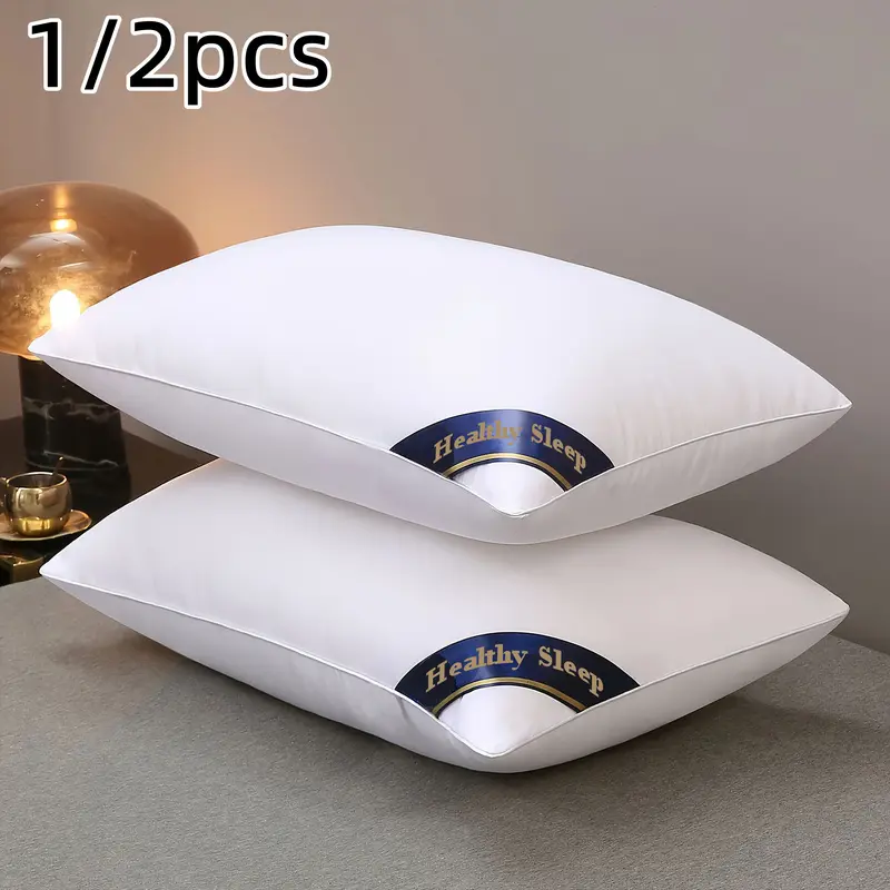 Quick delivery. Luxury hotel-quality pillows 1/2 set - Deep sleep neck support, high density without sinking, suitable for all seasons, white satin cover, 100% polyester fiber filling, machine washable & vacuum compression packaging, size 48cm * 74cm