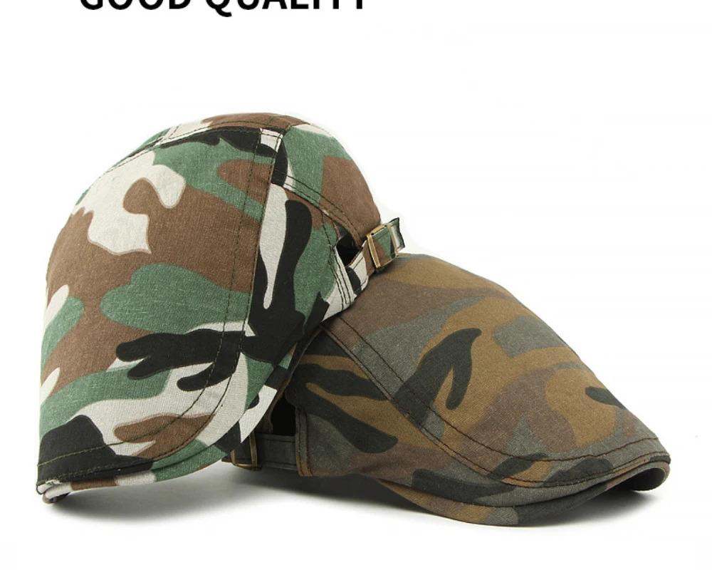 HT4837 Mens Berets Women Spring Summer Sun Cap Artist Painter Beret Hat Male Female Adjustable Ivy Flat Cap Camouflage Beret Cap