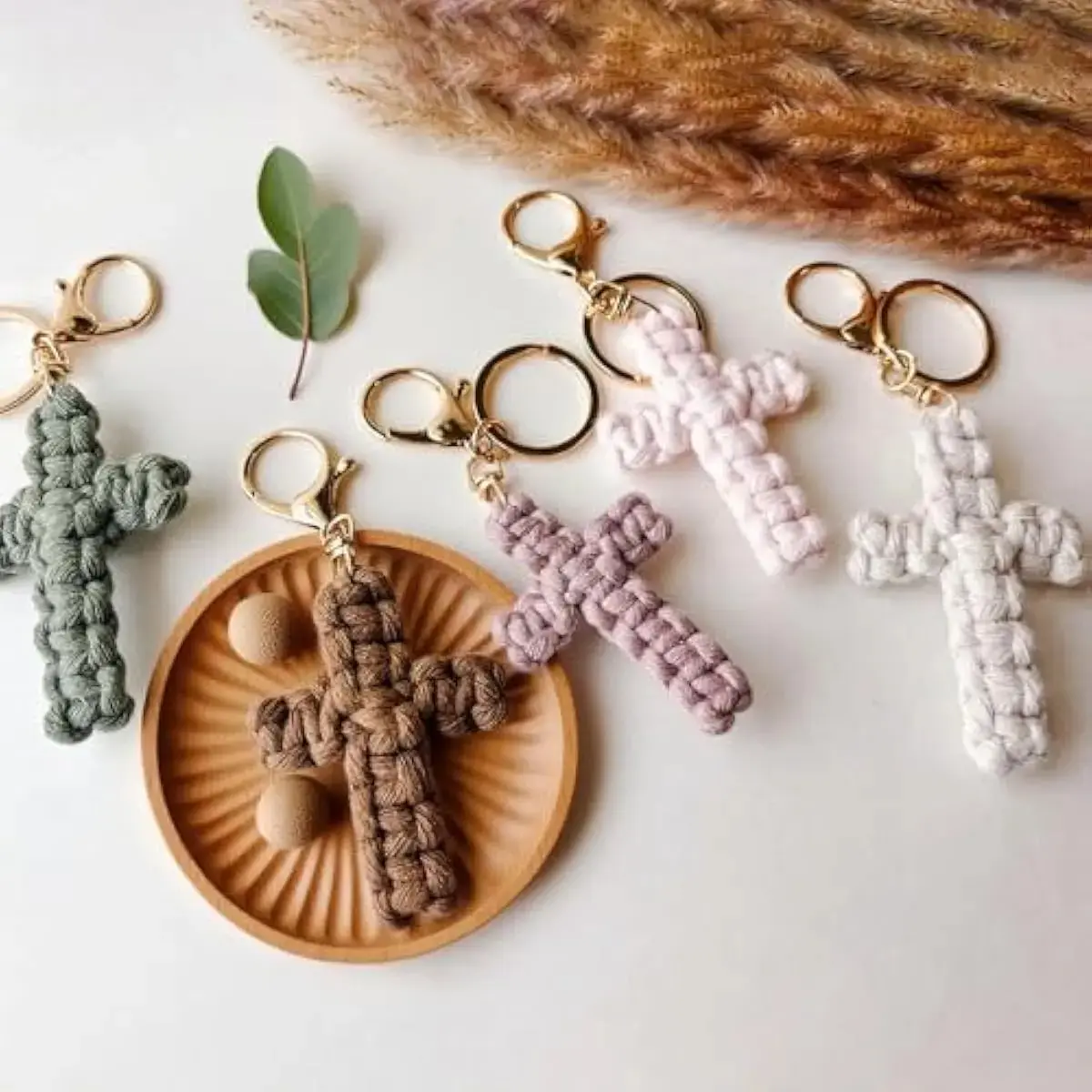 Boho Cross Keychain for Women and Men, Lightweight Key Ring and Car Accessory with Cross Motif for Daily Styling, Car Decor, and Gifting